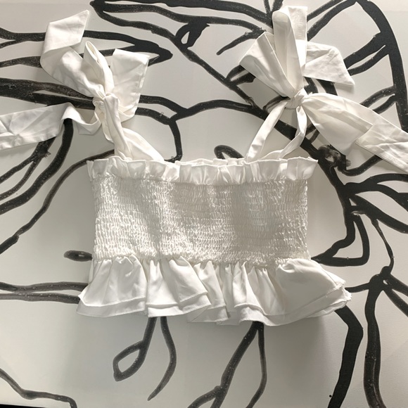 Tops - Ruched body Crop Top. Tie straps. Ruffles. Dressy. Classy. Casual. Summer EUC S